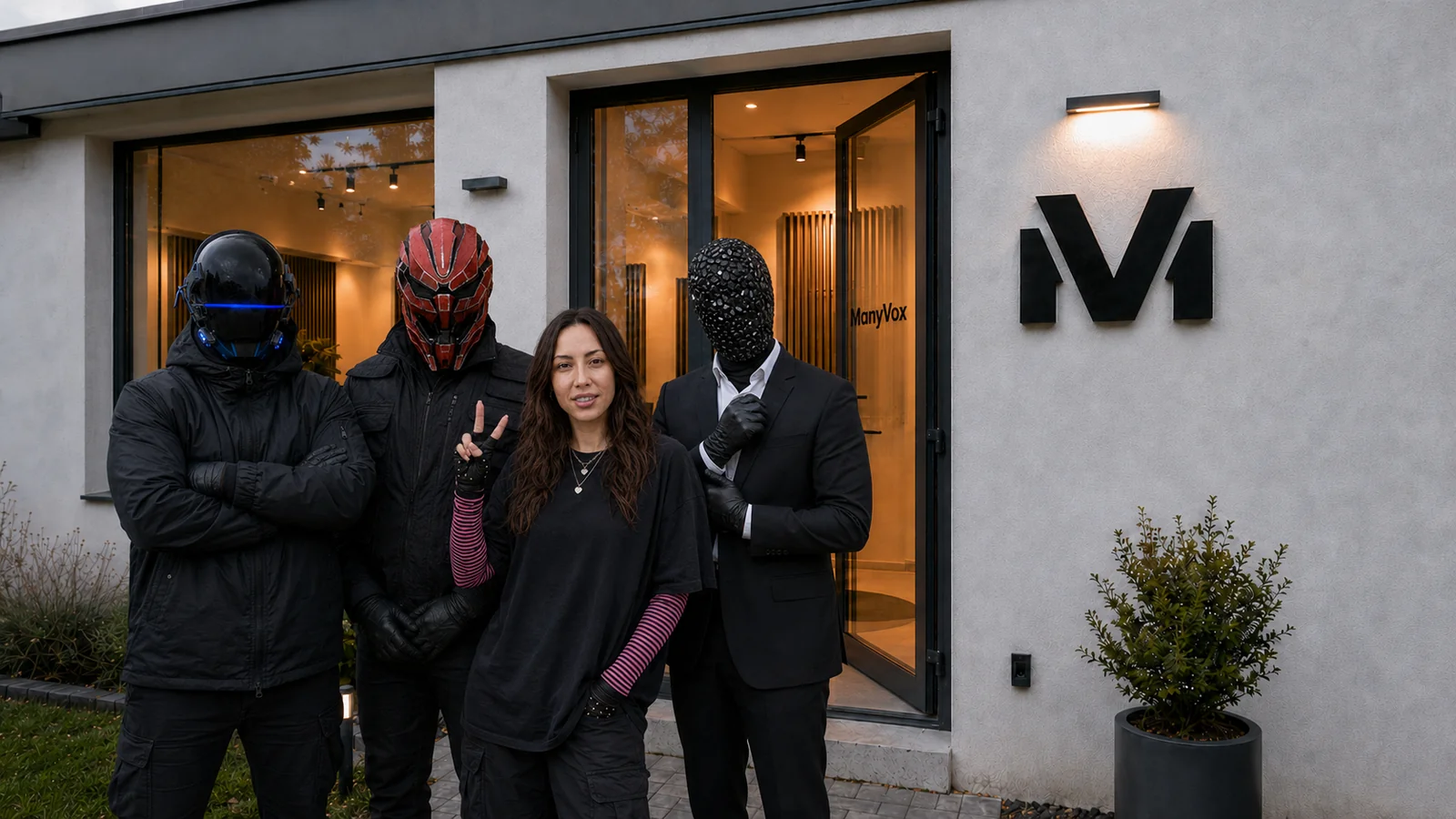 Les quatre créateurs ManyVox devant les locaux de l'agence
